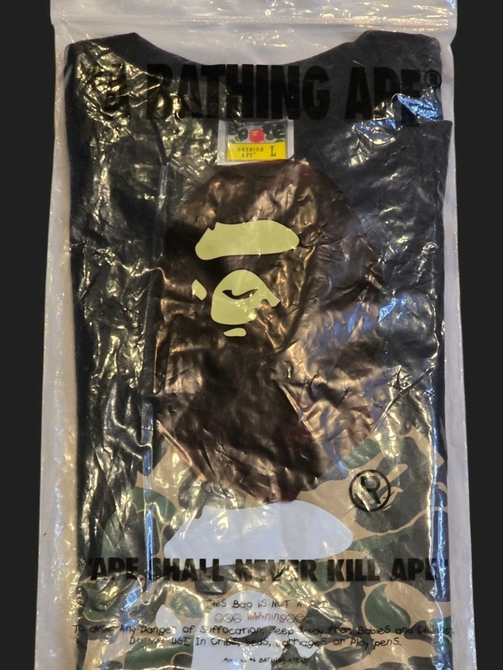 A Bathing Ape (BAPE) Camo Ape Head Tee - Black & Green Camo - Picture 4 of 4